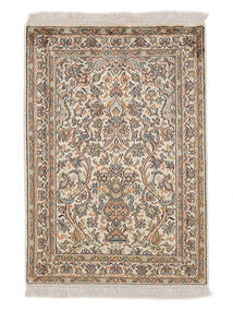  Kashmir Pure Silke Tæppe 62X90 Ægte Orientalsk Håndknyttet Mørkebrun/Hvid/Creme (Silke, Indien)