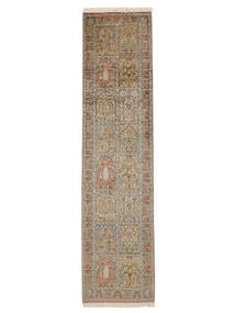  Kashmir Pure Silke Tæppe 76X306 Ægte Orientalsk Håndknyttet Tæppeløber Mørkebrun (Silke, Indien)