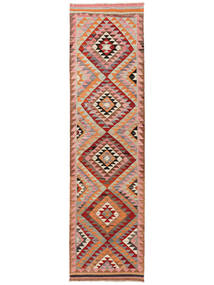  Herki Kelim Vintage Tæppe 88X321 Ægte Orientalsk Håndvævet Tæppeløber Mørkebrun/Rust (Uld, Tyrkiet)